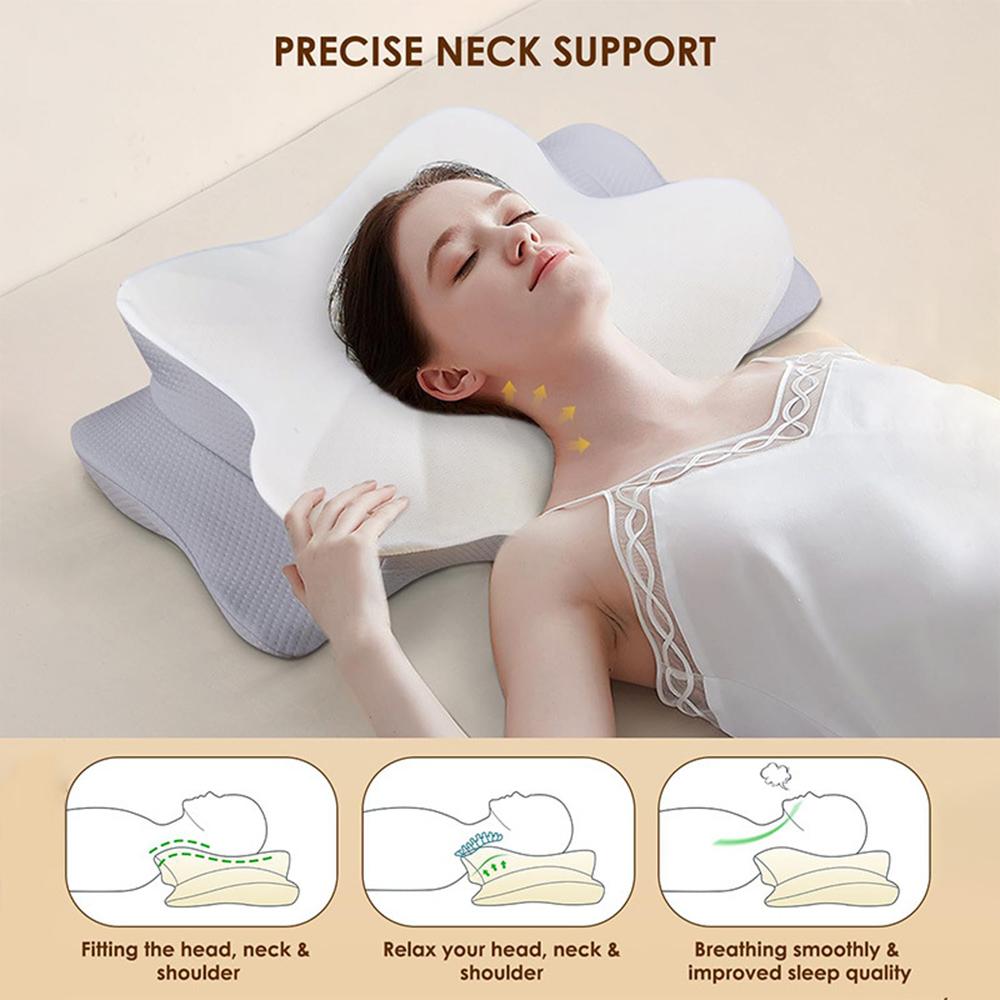 Cervical Pillow Ergonomic Cervical Spine Protecting Shoulder Neck Muscle Relax Butterfly Shaped Memory Foam Neck Pillow