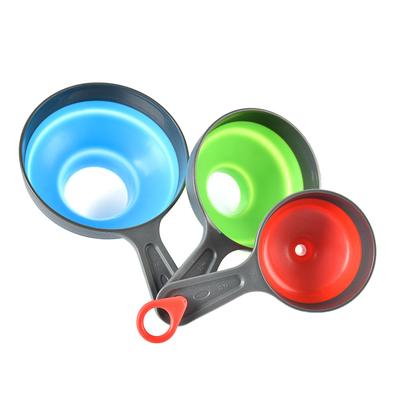 3pcs Small Funnel Set Multipurpose Silicone Collapsible Wide Mouth Food Funnels for Kitchen Use