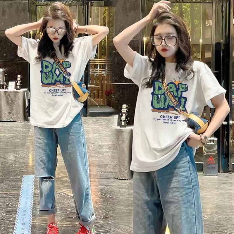 New Fashion O Neck Tops Printing Letter Print Fashion Casual Loose Lovers cotton T Shirt Unisex women clothes