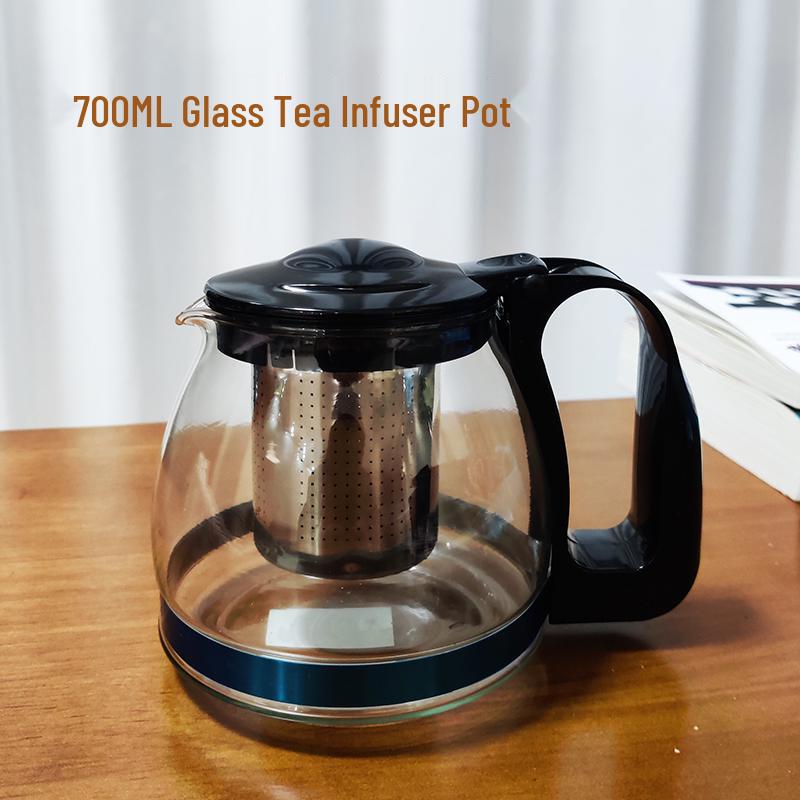 Large Heat-Resistant Glass Teapot with Filter for Flower Tea Above 1L