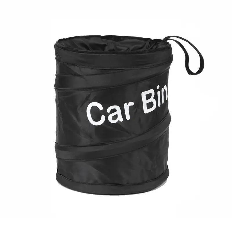 1pcs Black Foldable Leakproof Durable Oxford Cloth Easy Hanging Design Car Trash Can Suitable for Camping Picnic and Office Use