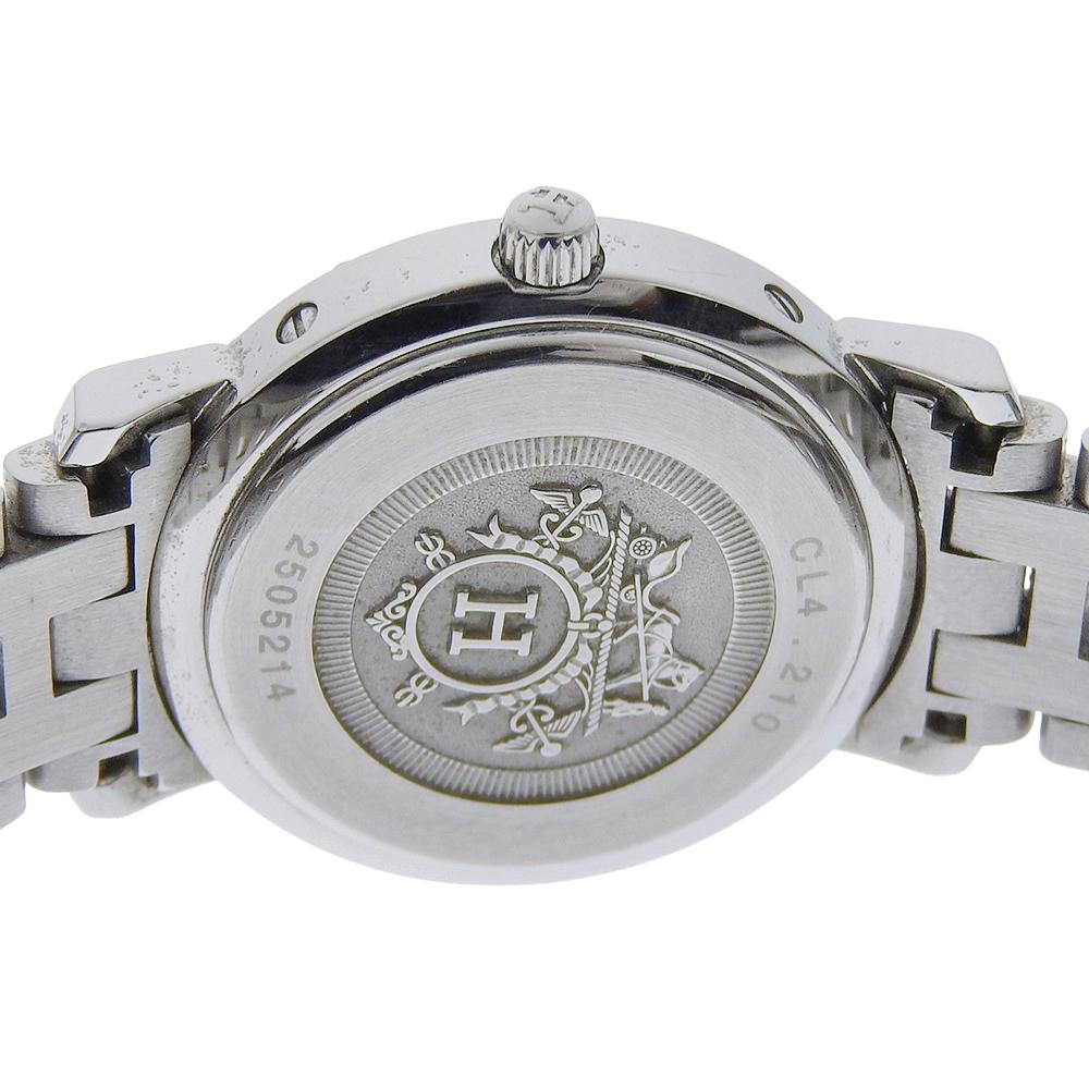 HERMES Clipper Watches CL4.210 Nacre Silver Pink shellDial Stainless Steel Quartz Analog display Women Used