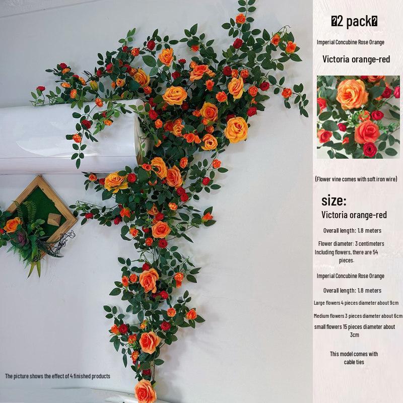 Rose Vine Artificial Flower Decor for Air Conditioner Pipes or Balcony Railings