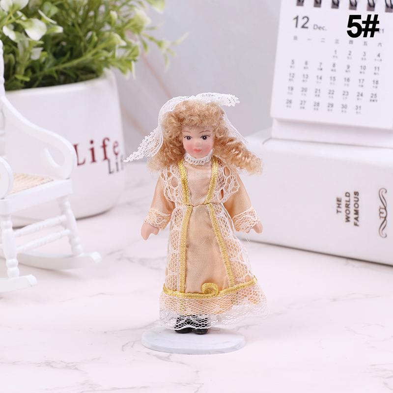 1/12 Dollhouse Miniature Porcelain Doll People Model Beautiful Youth Boy Girl Decoration Doll House Plaything For Kids