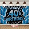 2D Flat Style, [Party Banner] 2D Flat Banner, 1 Shiny Blue 40th Birthday Balloon Star
