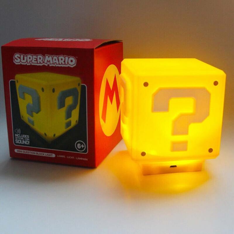 Super Mario Fragezeichen Block LED Nachtlicht mit wiederaufladbarer USB-Soundlampe