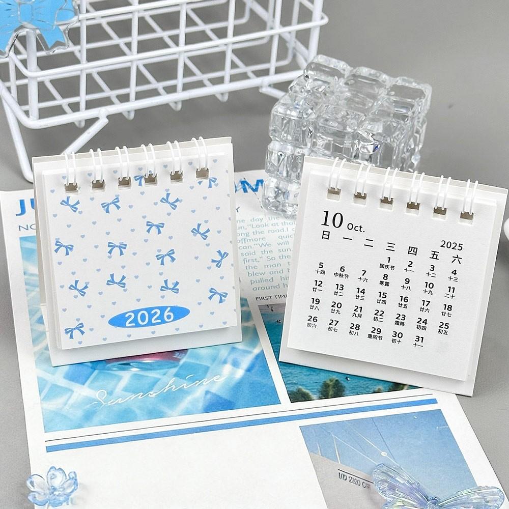 Bow 2026 Desk Calendar Coil Binding Daily Planner Creative Desktop Calendar Desktop Decoration