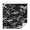 Military Camouflage Wallpaper Graphite, Gray and Black 50x1000