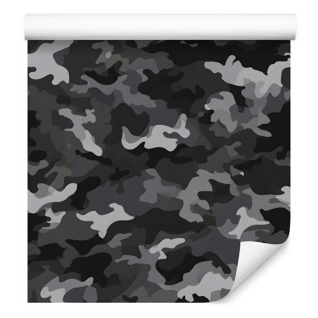 Military camouflage wallpaper graphite, gray and black 50x1000
