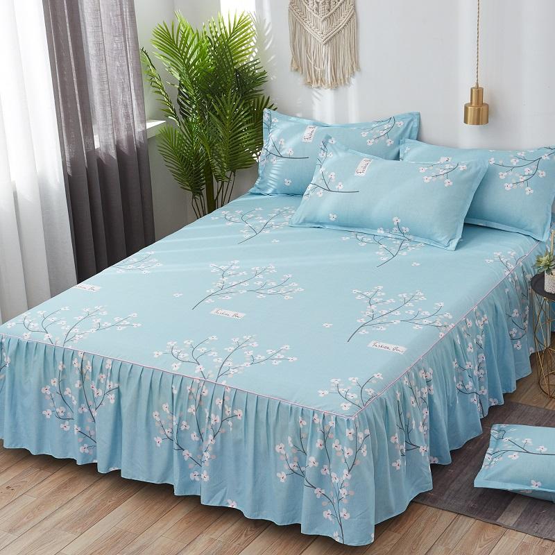 Bed Skirt Anti-dirty Sheet Bedspread Printed Elastic Band Bedclothes Queen King Skin-friendly Beds Protector Bedroom Space Decoration