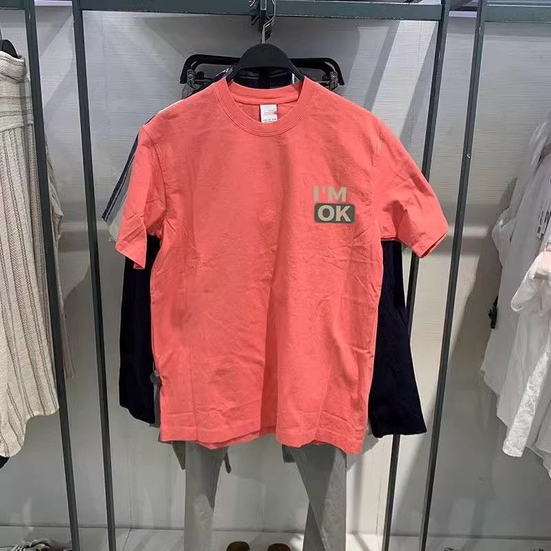 

Летняя футболка из чистого хлопка в американском ретро-стиле, универсальная, новая, с коротким рукавом, трендовый бренд, свободного кроя, повседневная, с принтом, с круглым вырезом L красный