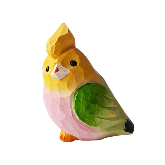 Hand-Carved Bird Sculpture Solid Wood Ornaments Miniature Desk Decor for Home Study Office Room Cute Gift for Bird Lovers