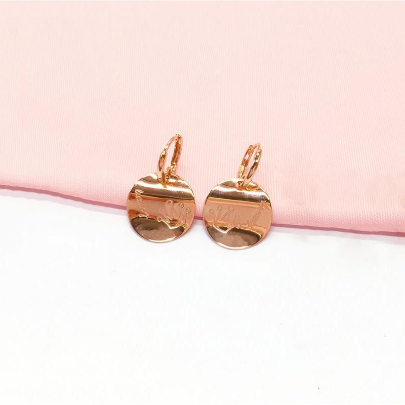Exquisite Russian 585 Purple Gold Earrings Plated With Rose Gold Light Luxury Korean Version Shiny Small Fragrant Scale Earrings
