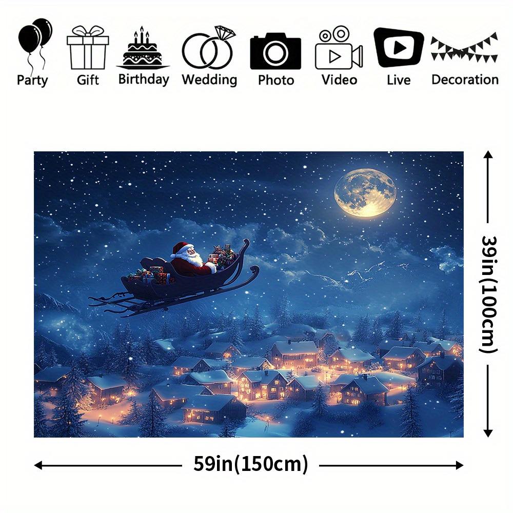 1Pcs Merry Christmas Santa Sleigh Scene Decoration Background Winter Backdrop For Photo Studio Photo Booth Party
