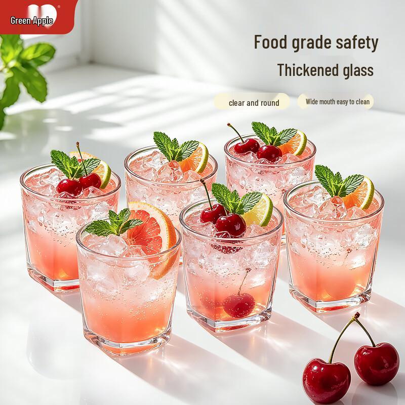 Green Apple 295ml Lead-Free Glass Tumbler Set