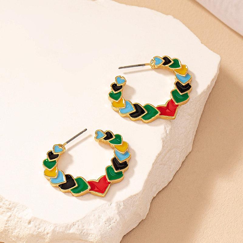 

Цветные ретро эмалевые серьги-сердечки - Нишевая мода для женщин в стиле знаменитостей