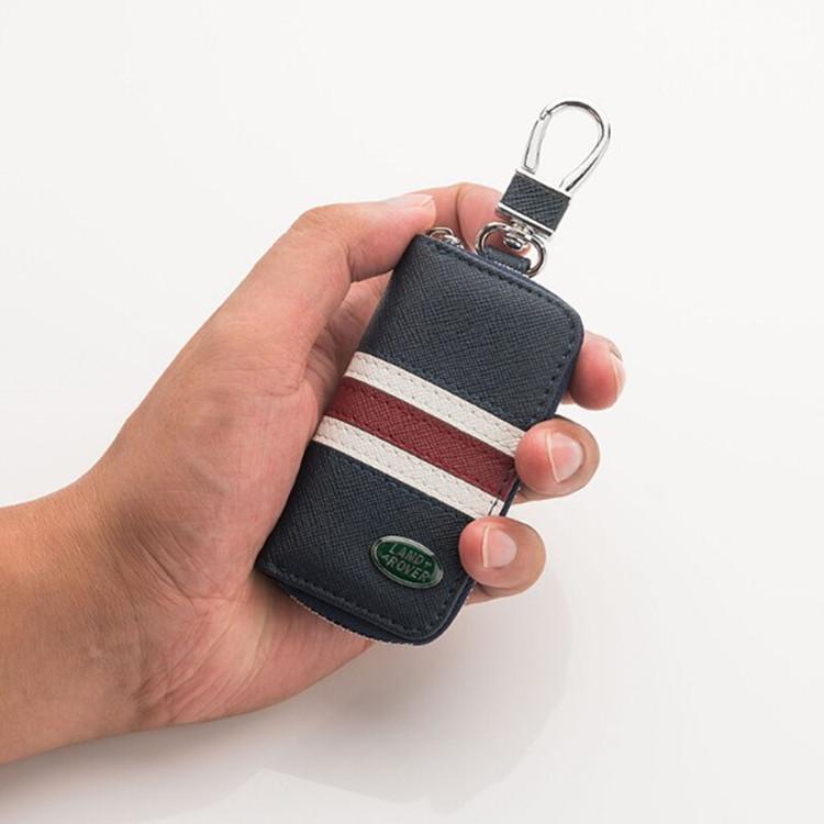 Men's Waist-Hanging Car Key Pouch with Stripe Zipper and Buckle