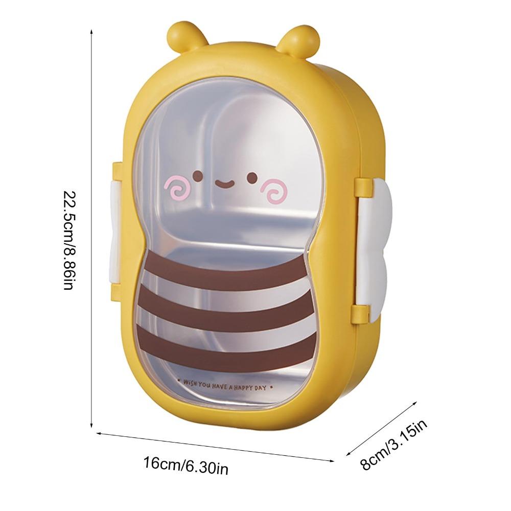 Fun Bee Shape Children's Lunch Box Separate Grids Food Grade Fruit Box 304 Stainless Steel Portable Rice Bowl Meal