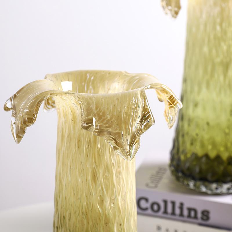 Glass Vase Color Gradient Flower Vase Fruit Plate Desktop Storage Container Snack Plate Terrarium Home Decoration Accessories