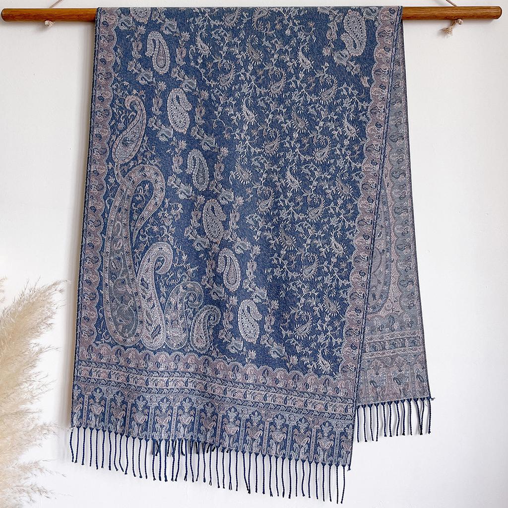 Scarf women's outer with ethnic style imitation cashmere shawl desert seaside travel warm cashew flower scarf thin