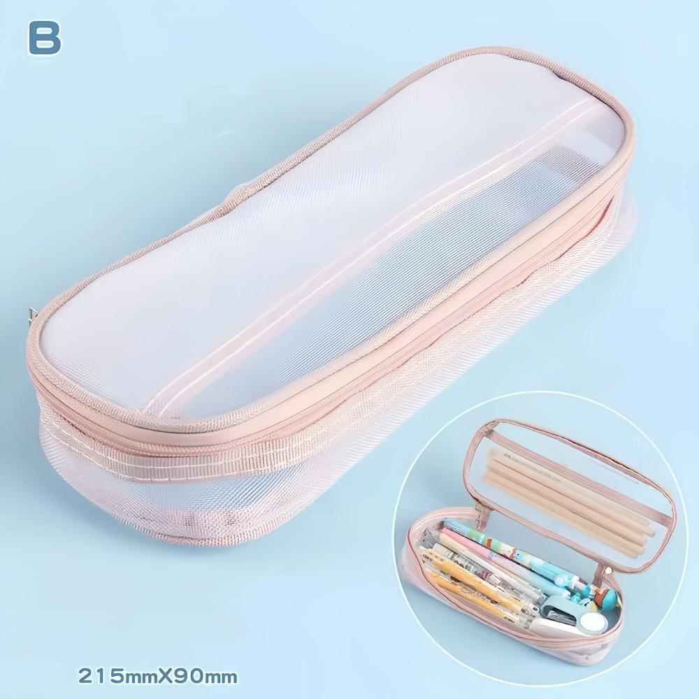 Lightweight Mesh Pencil Case Large Capacity Aesthetic Bag  Student Stationary