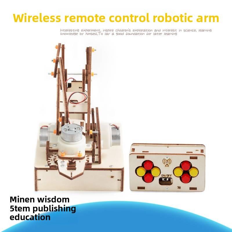 Wireless Handmade Wooden Remote Control Robotic Arm Set Student Puzzle Toy