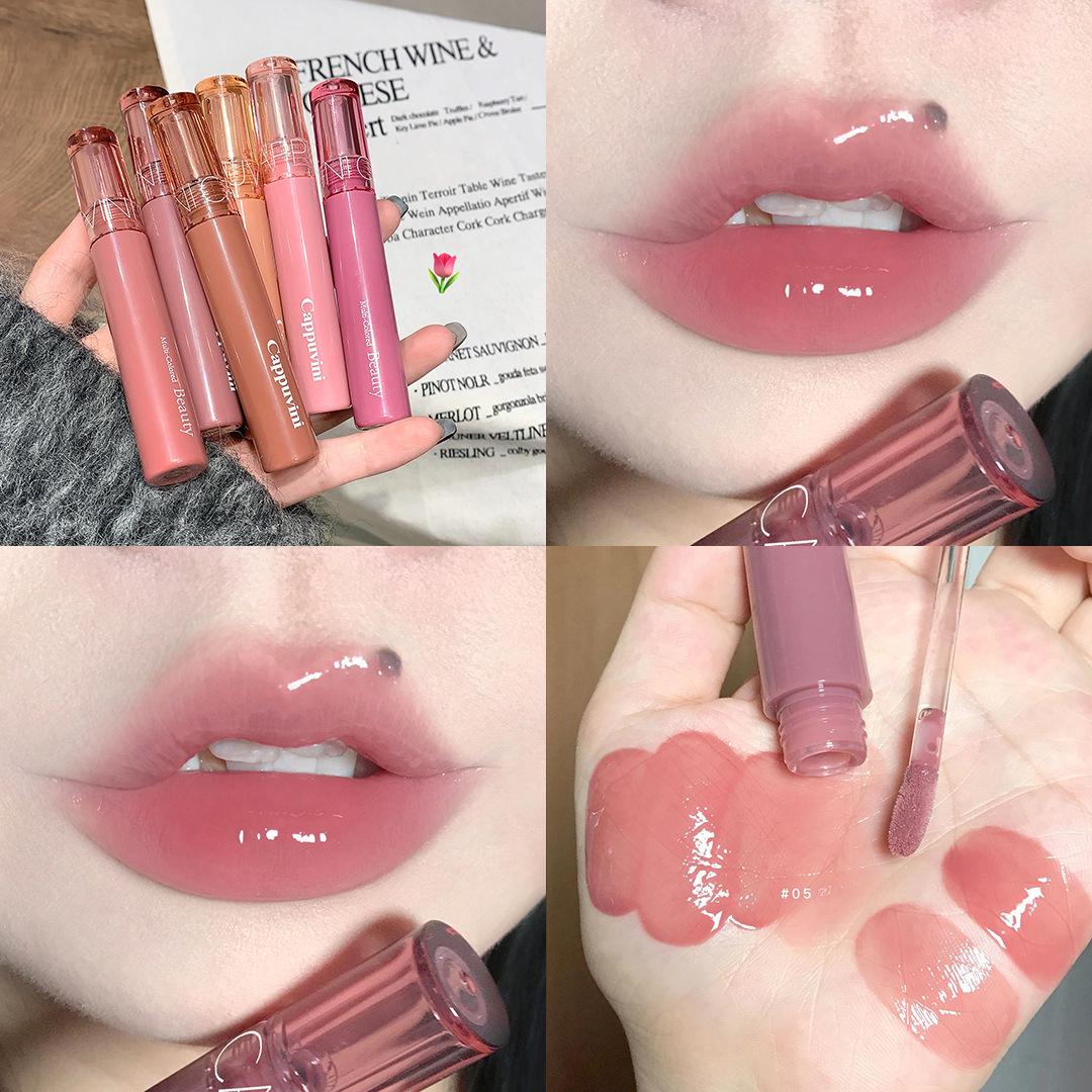 

6 цветов Juice Jelly Lip Gloss Длительный увлажняющий уход за губами Зеркальный блеск для губ Помада для макияжа губ Косметика