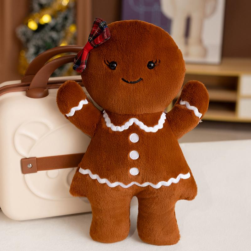 New Christmas Gingerbread Man Plush Toy Gingerbread House Key Bag Pendant Pillow Boys Girls Soft Toys Christmas Gift Party decor