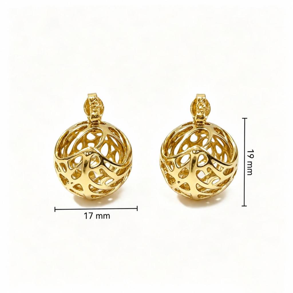 Gold Spherical Stud Earrings - Fashionable, High-End Stainless Steel Jewelry for a Chic Look