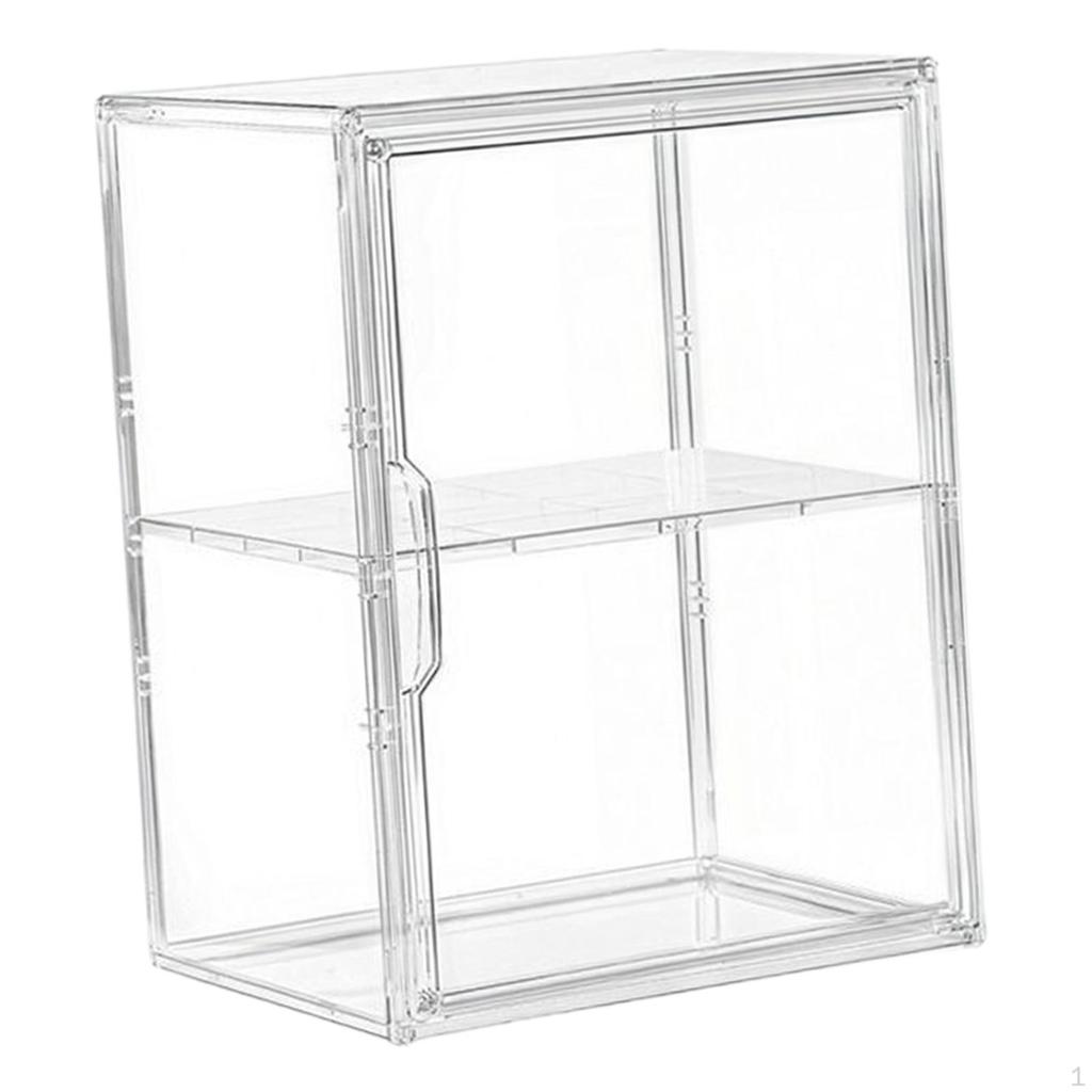 Clear Display Case Shelf Storage Cabinet Stand for Model Car, Miniature Figurines, Dolls
