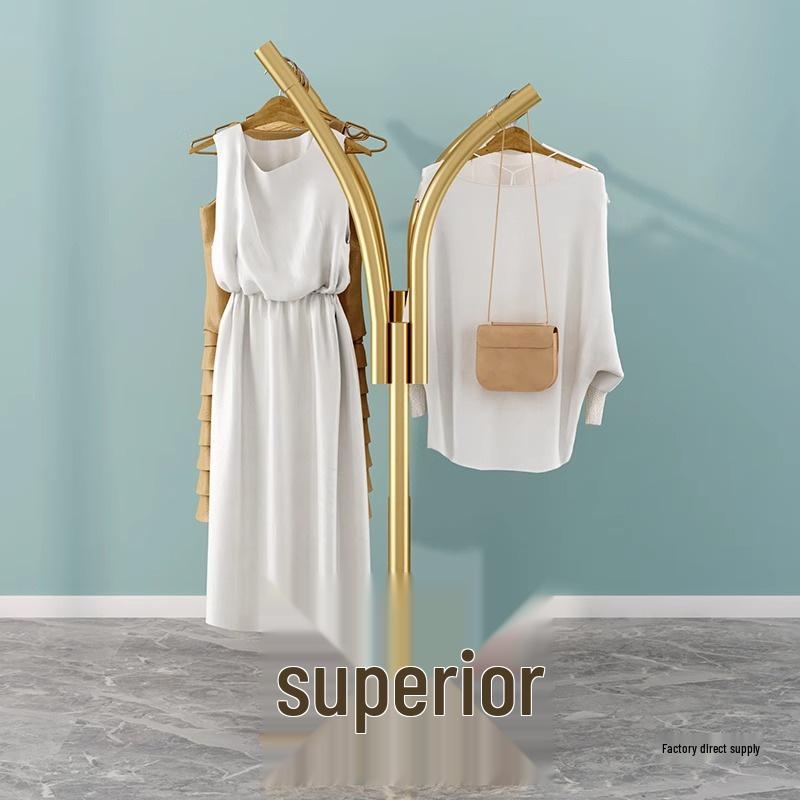 Floor-Standing Double-Row Clothing Rack for Men's, Women's, and Children's Apparel