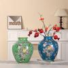 Pink Enamel Ceramic Flower Vase - Retro Chinese Style Ornament for Elegant Floral Arrangements