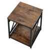 End Table, 2-Tier Square Side Table with Open Storage Shelves, Modern Nightstand Bedside Desk with X-Design Metal Frame, Wood Sofa Coffee Desk for