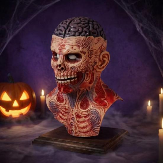 Full Head Masque with Neck Coverage Scary Zombie Masque, Adults Horror Latex Hood Creepy Cosplay Costume Accessories Realistic Skeleton Halloween for