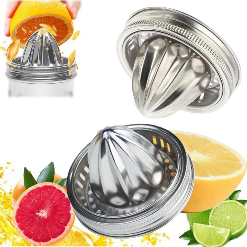 Stainless Steel Citrus Juicer Lid for 3.38inch Mason Jar Dishwasher Safe Manual Fruit Press with Ergonomic Handle