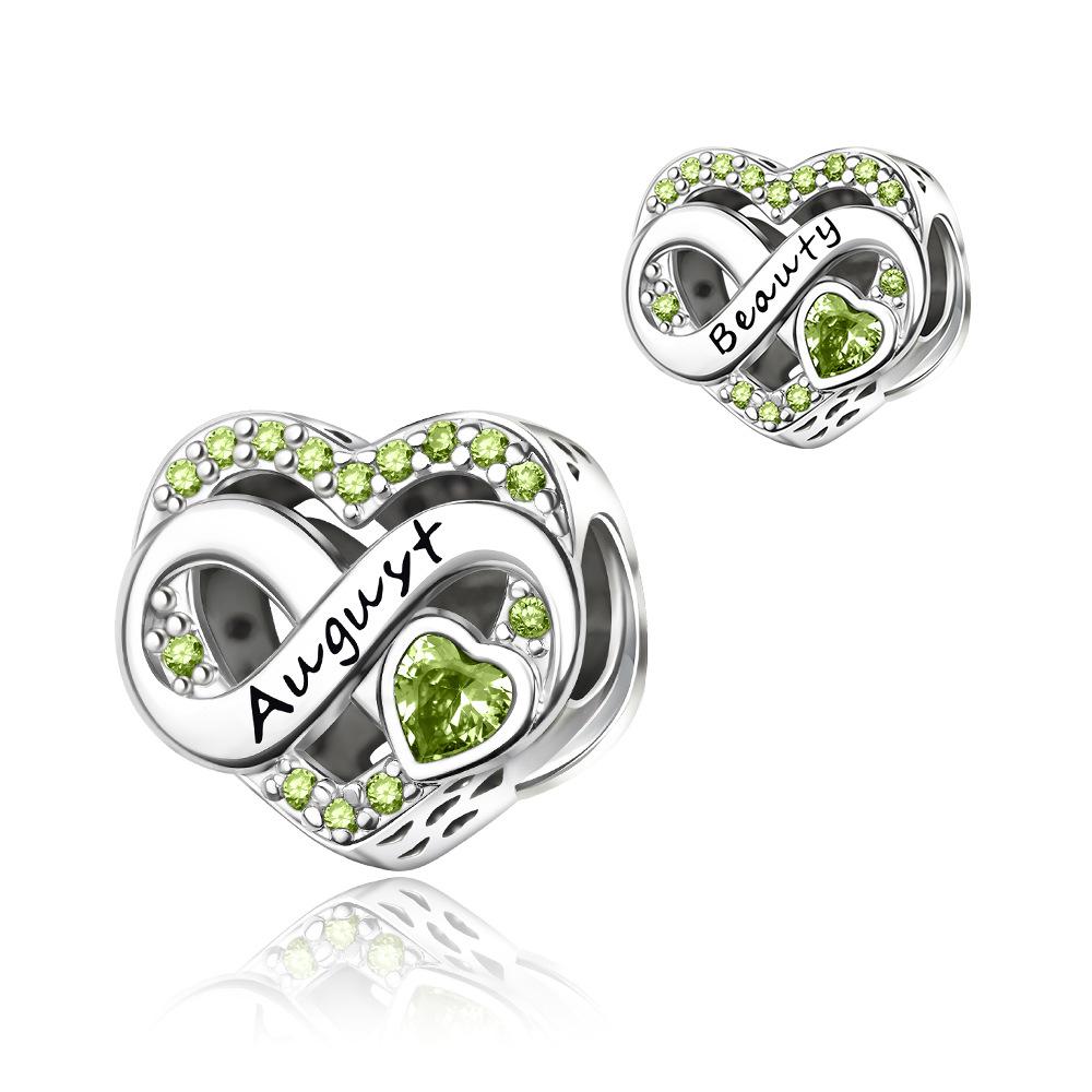 S925 Silver Zodiac Birthstone Fashion Heart Month DIY Beaded Jewelry Making Kit Accessories Set