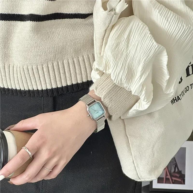 Dropshipping Brand Minimalist Temperament Small Dial Square Quartz Watch Female Student Steel Band Wristwatch Relogio Feminino