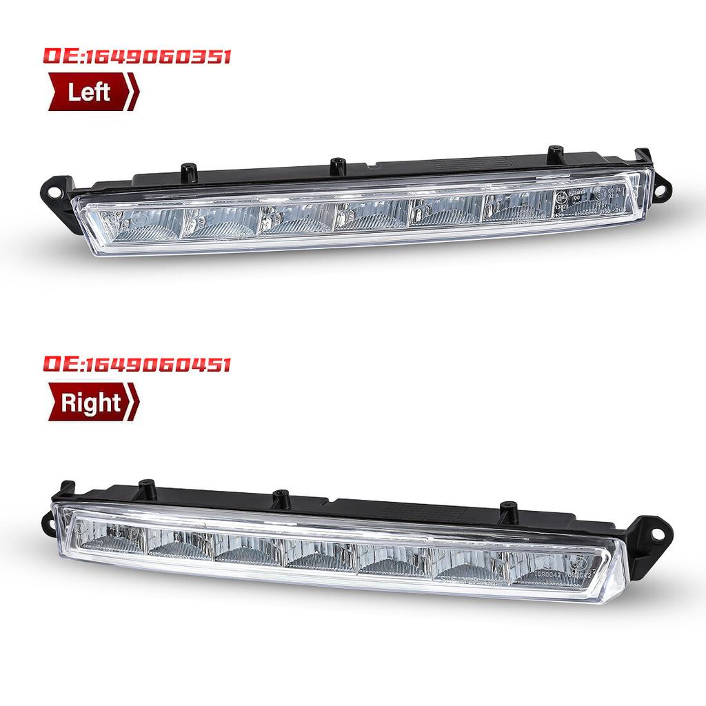 For 2007-2013 Mercedes GL320 GL350 GL450 LED DRL Fog Light Pair w/ Clear Lens