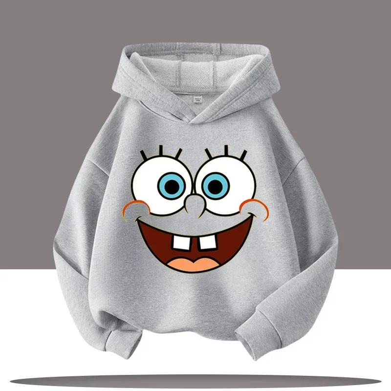 New Cute Cartoon SpongeBob SquarePants Autumn and Winter Fashion Cute Boys and Girls Daily Outing Warm Children's Hoodies
