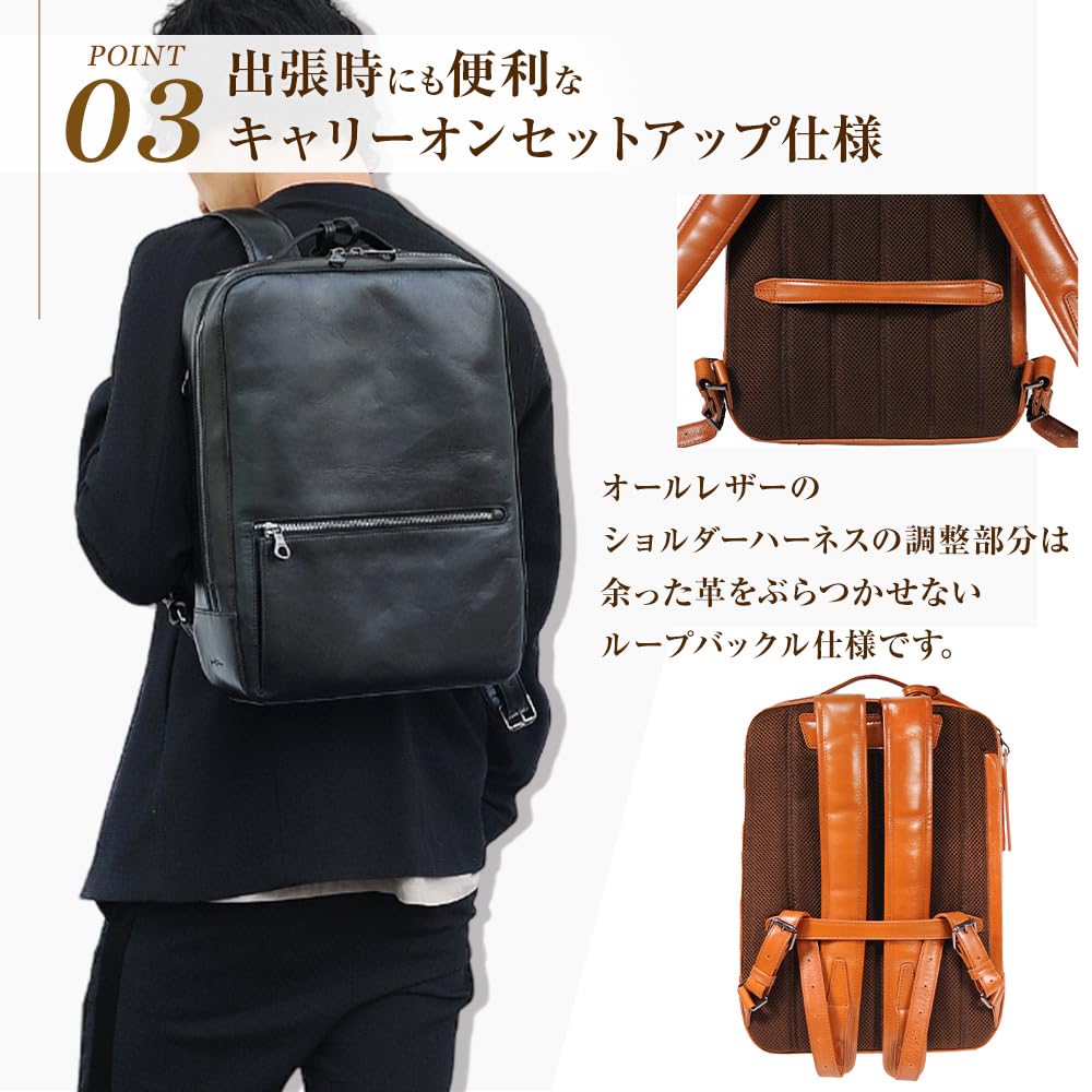 Joya Genuine Leather Backpack for Men, Slim, Square, Lightweight, Perfect for Commuting, Business, PC, and Laptop Use, Popular Brand: CAMEL J4207