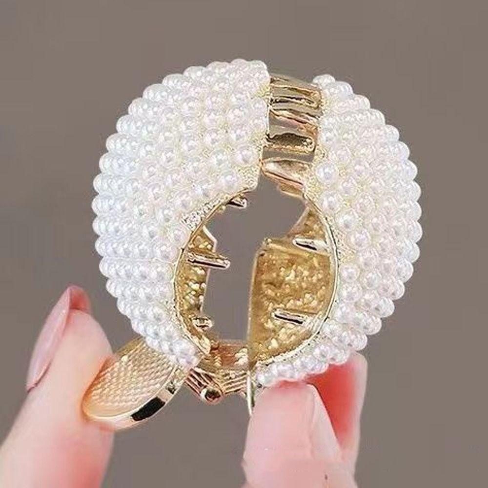 Pearl Rhinestone Hair Clip Headdress Hair Claws New High Ponytail Holder Women Girls