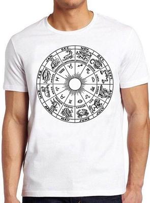 Zodiac Wheel Horoscope Astrology Gemini Aries Taurus Leo Gift Tee T Shirt M841