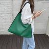 Original Minimalist Large Bag Green Shoulder Bag Summer Large Capacity Niche Contrast Wide Shoulder Strap Square Tote Bag for Women