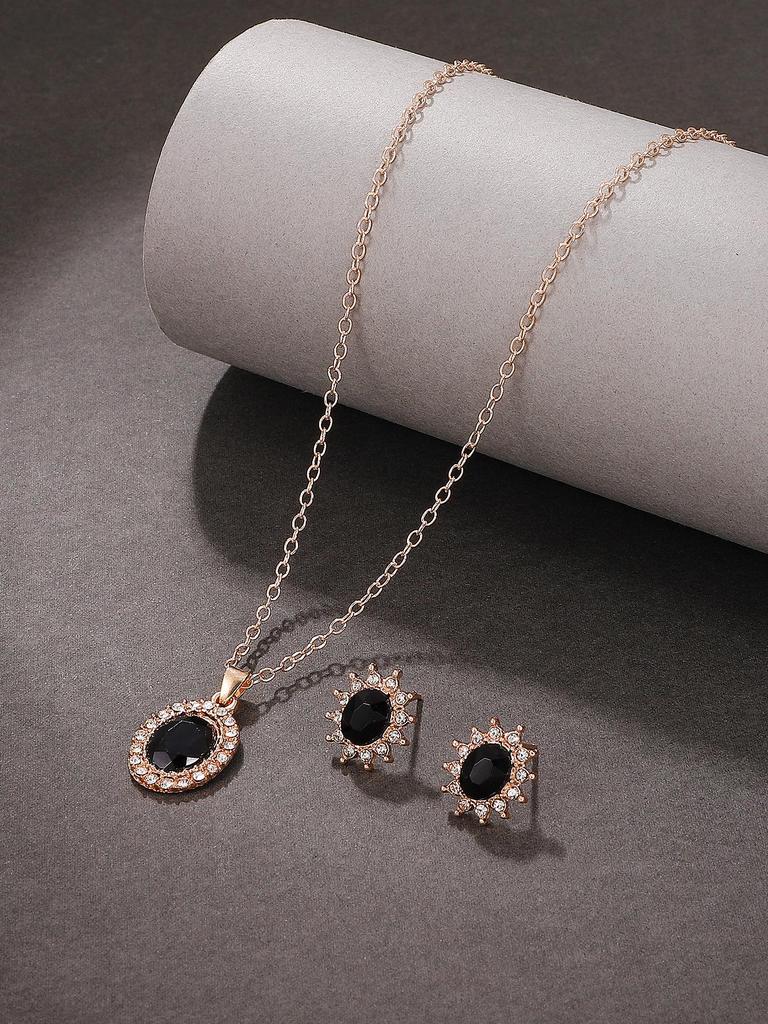 Elegant Pearl Teardrop Necklace & Stud Earrings Set for Bridal
