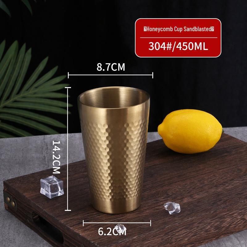 Korean Style Double-Layer Honeycomb Stainless Steel Beer Mug - Durable, Anti-Fall, Ideal for Cold Drinks & BBQs.