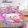 Bear Doll Pattern Bedding Quilt Set Quilt Cover Pillowcase Home Decoration Birthday Gift (1 * duvet cover + 2 * pillowcase, without core)
