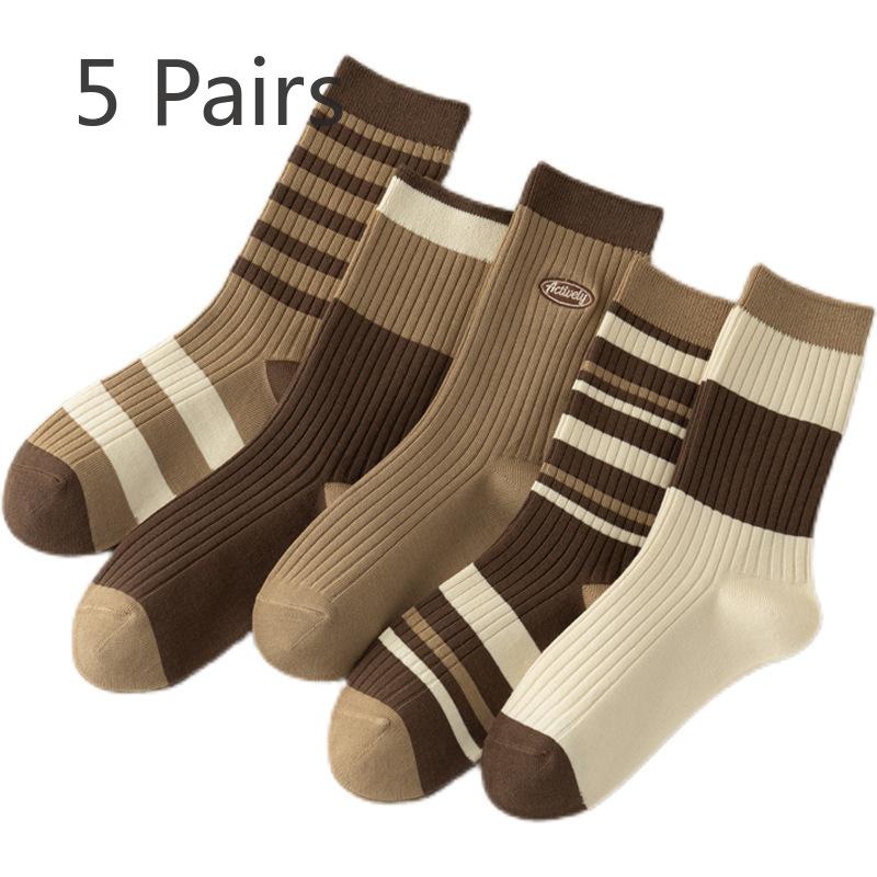 

5 пар женских весенне-осенних простых гольфов в студенческом стиле 5 Pairs