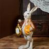 Osterhasenfigur mit Zylinder und Taschenuhr Harz-Hasenstatue für Frühling Haus Tischdekoration Partyzubehör Geschenke