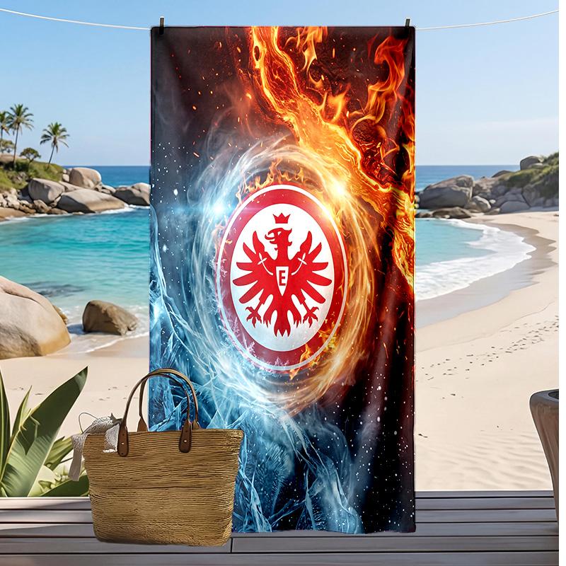 Πετσέτα Παραλίας Ποδοσφαιρική Εκτύπωση Eintracht Frankfurt, Μεγάλη Μαλακή Πετσέτα Γρήγορου Στεγνώματος για Παραλία Κάμπινγκ Κολύμπι
