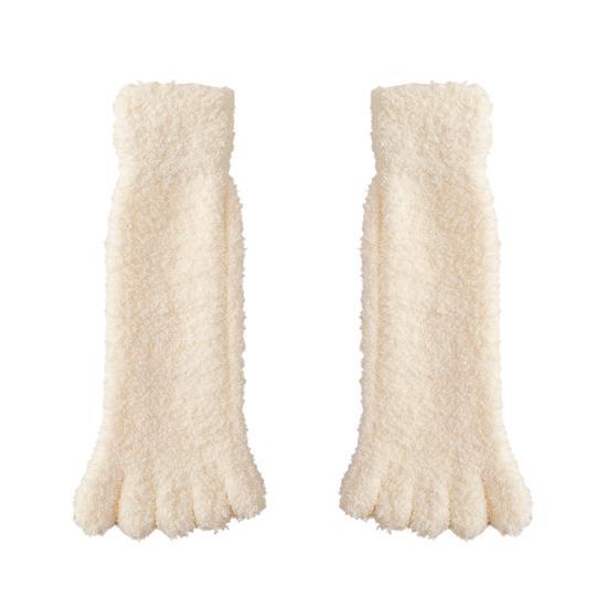 Yousheng 1 Pair Women Coral Fleece Toe Socks Autumn Winter Fuzzy Thick Warm Thermal Mid-calf Socks Soft Fluffy Home Sleeping Slipper Floor Socks